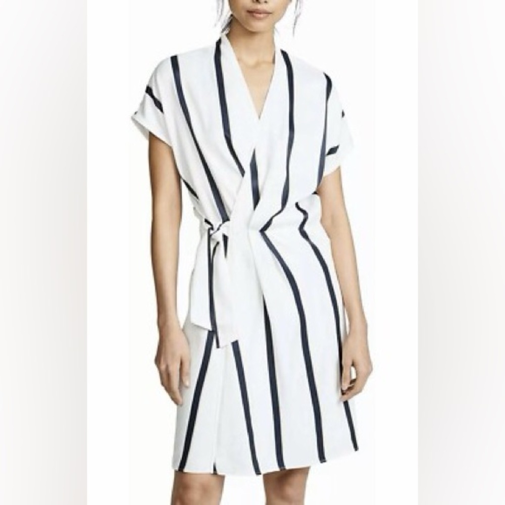 EQUIPMENT FEMME Leonce Striped Short Sleeve Wrap Dress l